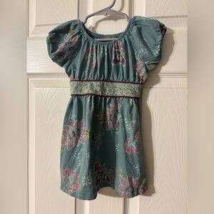 Tea Collection Floral Kids Dress in Teal and Pink